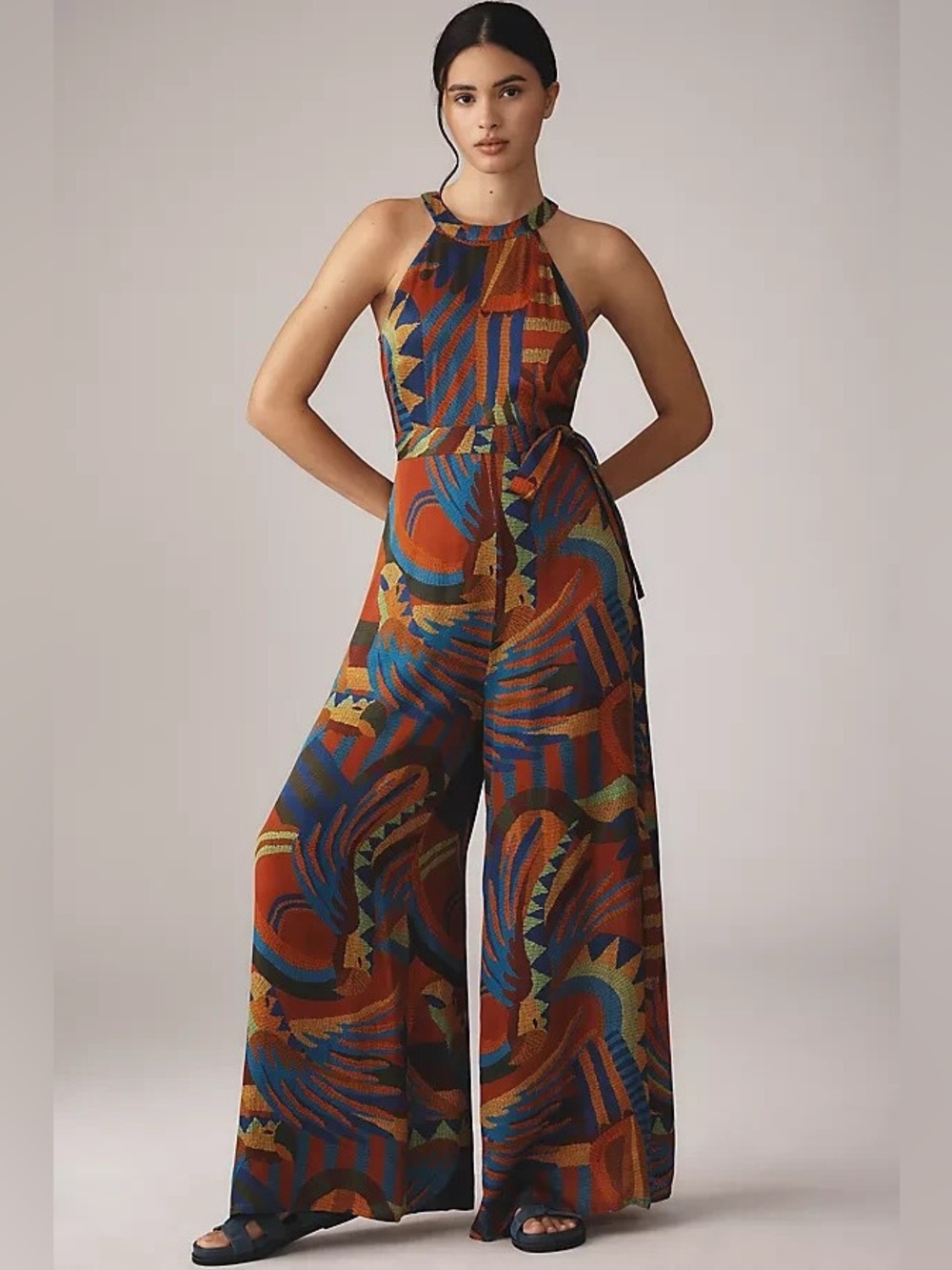 Anthropologie x Rio Farm Satin Halter Jumpsuit